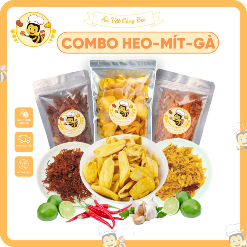 Combo đồ ăn vặt khô gà-mít sấy- khô heo